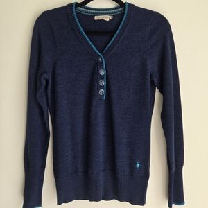 Smartwool V Neck Sweater In Navy Blue. (A6)